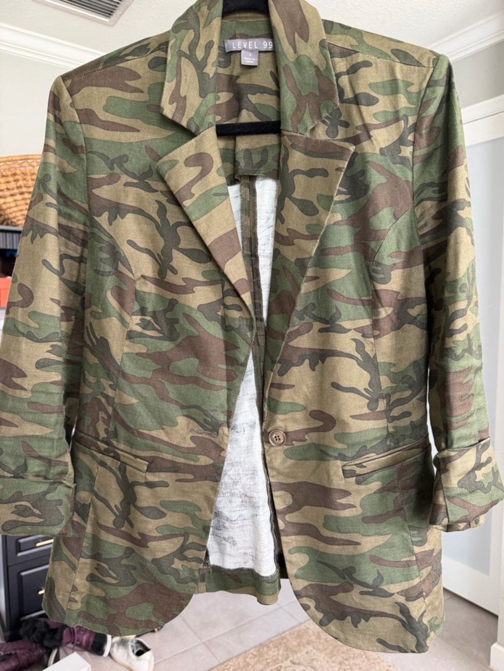 Level 99 Women's Camouflage Blazer in Green and Brown